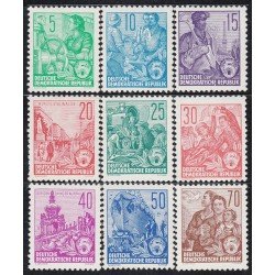 Alemania Oriental 314/22 1957/59 Obreros paisajes familias MNH Alemania Oriental 314/22 1957/59 Obreros paisajes familias MNH