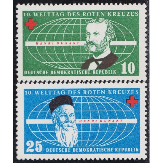 Alemania Oriental 297/98 1957 Henri Dunant Cruz Roja MNH