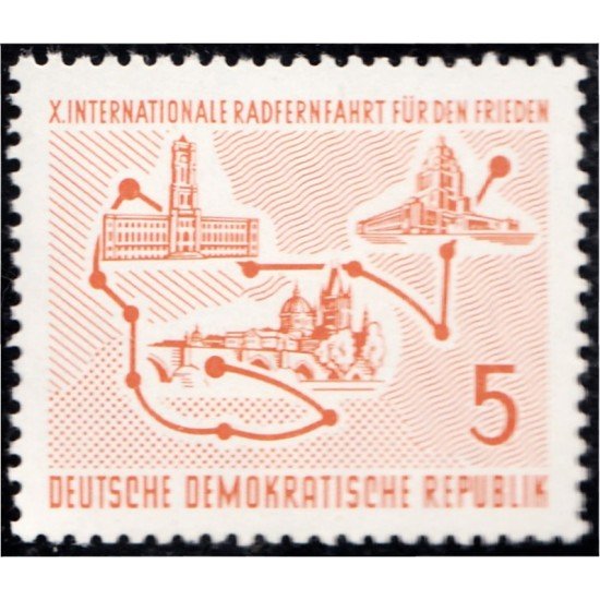 Alemania Oriental 293 1957 10ª Carrera ciclística internacional por La Paz MNH