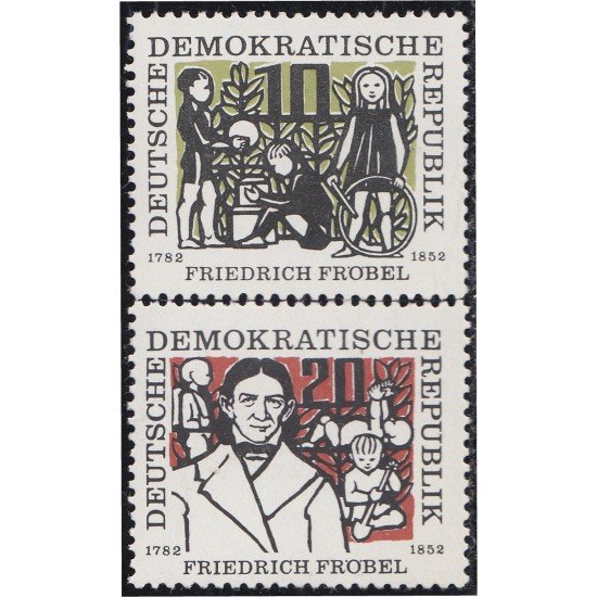 Alemania Oriental 289/90 1957 Pedagogo Friedrich Fröbel MNH
