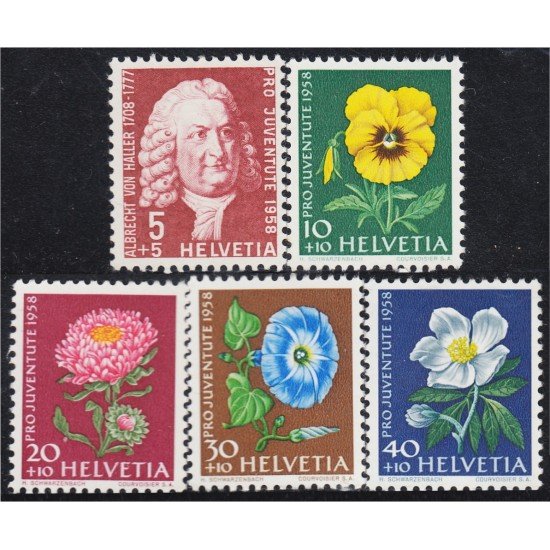 Suiza Switzerland 616/20 1958 Pro juventud Flores flowers MNH