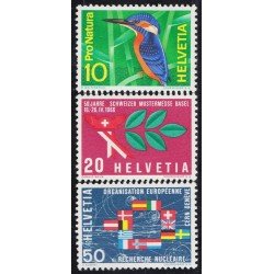 Suiza Switzerland 766/68 1966 Pájaro Bird Banderas MNH