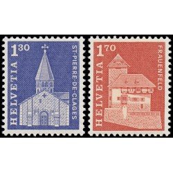 Suiza Switzerland 764/65 1966 Iglesia San Pierre y Castillo de Frauenfeld MNH