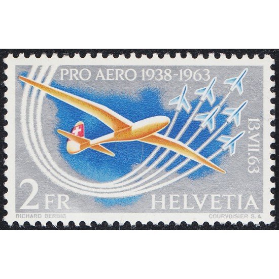 Suiza Switzerland A-45 1963 Travesía aérea en los Alpes por Oscar Bider MNH