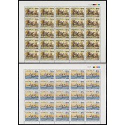 Upaep Uruguay 1487/88 1994 Hojas completas Carreta postal Barco y Eolo MNH