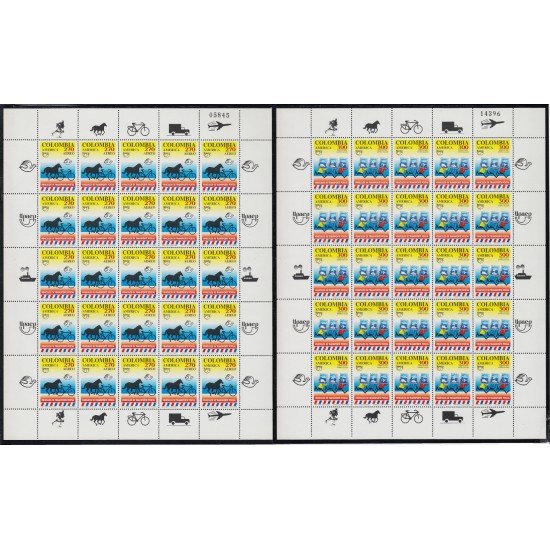 Upaep Colombia 890 1022 1994 Hojas completas Caballo Bicicleta horse Bicycle Personajes llevando sellos MNH Upaep Colombia 890 1022 1994 Hojas completas Caballo Bicicleta horse Bicycle Personajes llevando sellos MNH