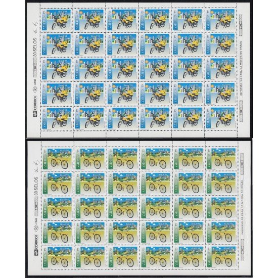 Upaep Brasil 2165/66 1994 Hojas completas Bicicleta Motocicleta Motorcycle Bicycle MNH