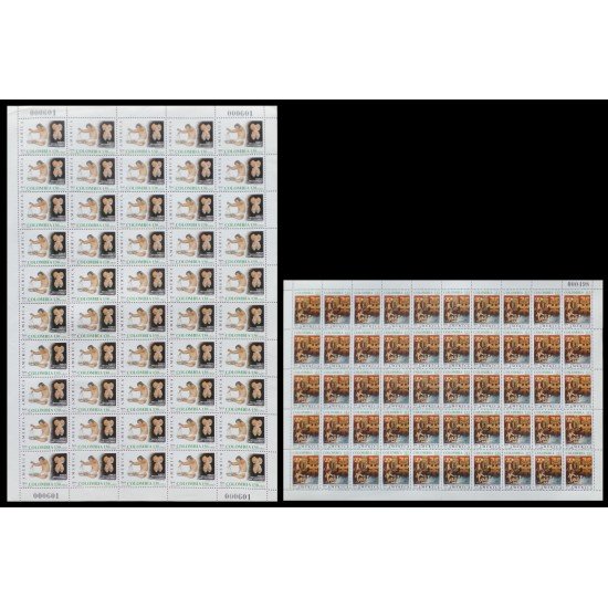 Upaep Colombia 798-800 1989 Hojas completas Correo aéreo cerámica Sinú MNH Upaep Colombia 798-800 1989 Hojas completas Correo aéreo cerámica Sinú MNH