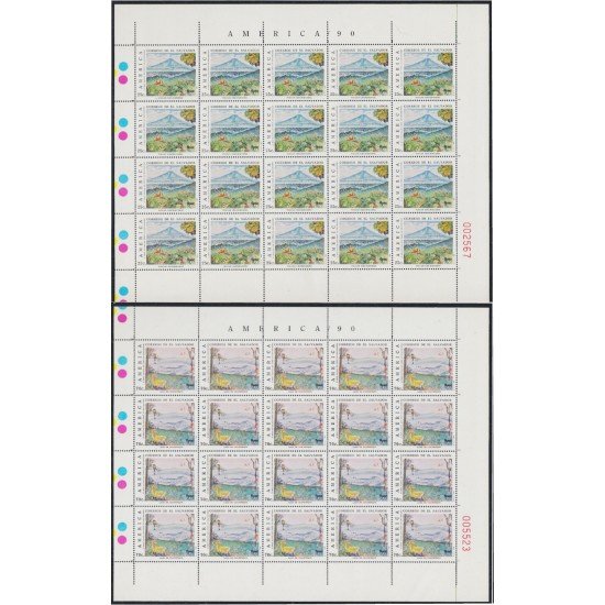 Upaep El Salvador 1087/88 1990 Hojas Completas Volcán Chicontepec MNH