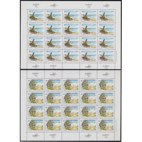 Upaep Argentina 1731/32 1990 Hojas Completas Cataratas de Iguazú y Hamelia erecta MNH
