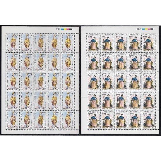 Upaep Uruguay 1594/95 1996 Hojas Completas Gaucho Campesina MNH