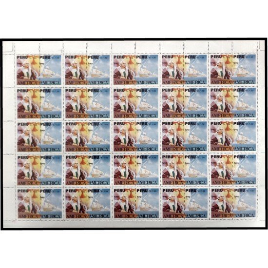 Upaep Perú s/n 1992 Hojas Completas Colon Columbus carabelas Niña Pinta y Sta María MNH Upaep Perú s/n 1992 Hojas Completas Colon Columbus carabelas Niña Pinta y Sta María MNH