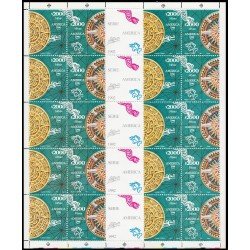 Upaep México  2318/19 1992 Hojas Completas Calendario Azteca Rosa de los Vientos MNH