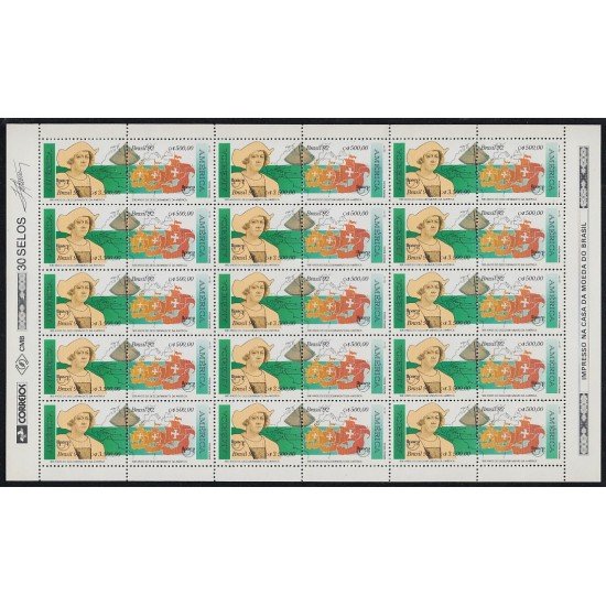 Upaep Brasil 2062/63 1992 Hojas Completas Colón Columbus Carabelas mapa de Europa MNH