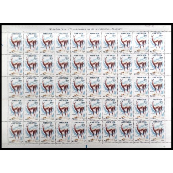 Upaep Perú 1053 1993 Hojas Completas Lama guanicoe fauna MNH Upaep Perú 1053 1993 Hojas Completas Lama guanicoe fauna MNH