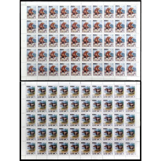 Upaep Perú s/n 1993 Hojas Completas Tapirus Lontra fauna MNH