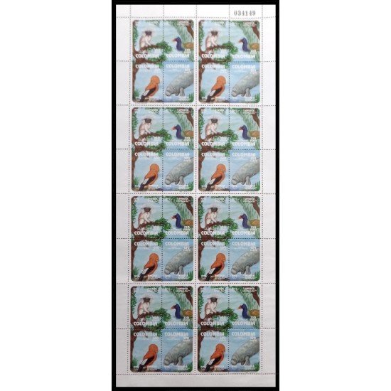 Upaep Colombia 870/73 1993 Hojas Completas pájaros bird fauna MNH Upaep Colombia 870/73 1993 Hojas Completas pájaros bird fauna MNH