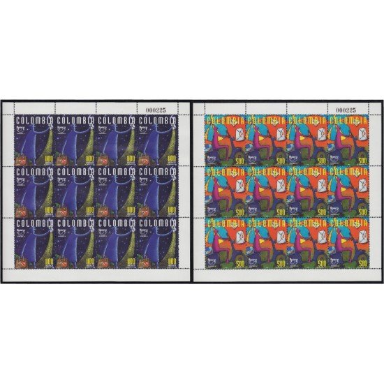 Upaep Colombia 1073-954 1997 Hojas completas Cartero en motocicleta motorcycle MNH