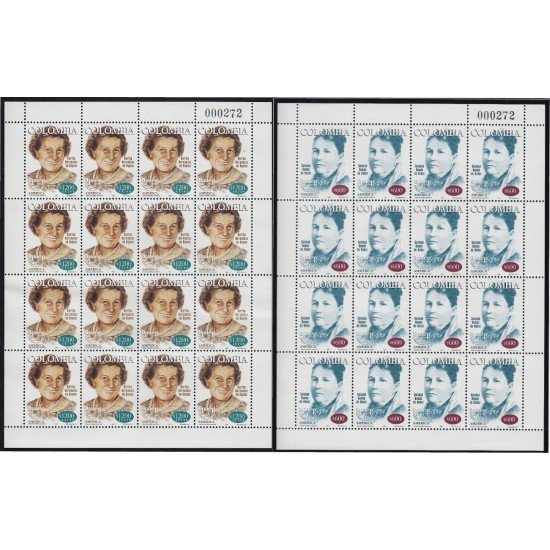 Upaep Colombia 1092 993 1998 Hojas completas Soledad Román Berta Hernández MNH Upaep Colombia 1092 993 1998 Hojas completas Soledad Román Berta Hernández MNH