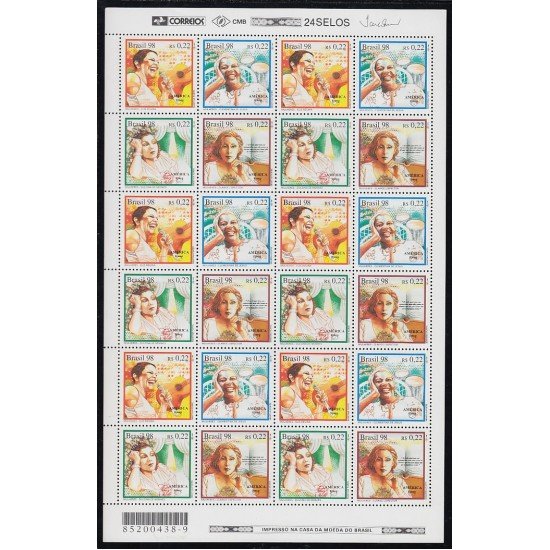 Upaep Brasil 2379/82 1998 Hojas completas Elis Clementina Dulcina Clarice MNH Upaep Brasil 2379/82 1998 Hojas completas Elis Clementina Dulcina Clarice MNH