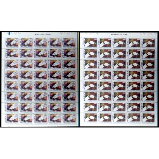 Upaep Chile 1513/14 1999 Hojas completas Misil convertido en mensajes y palomas MNH Upaep Chile 1513/14 1999 Hojas completas Misil convertido en mensajes y palomas MNH