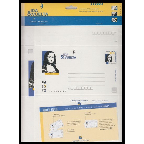 Argentina Aerogramas La Gioconda con sello impreso Argentina Aerogramas La Gioconda con sello impreso