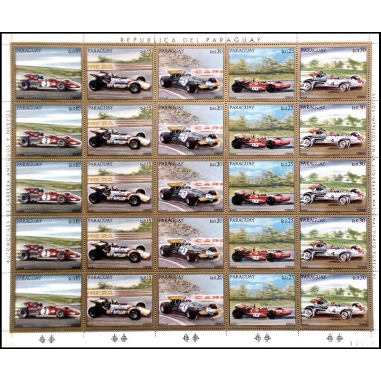 Paraguay 1218/22 1972 Minihojita Coches de carreras MNH Paraguay 1218/22 1972 Minihojita Coches de carreras MNH