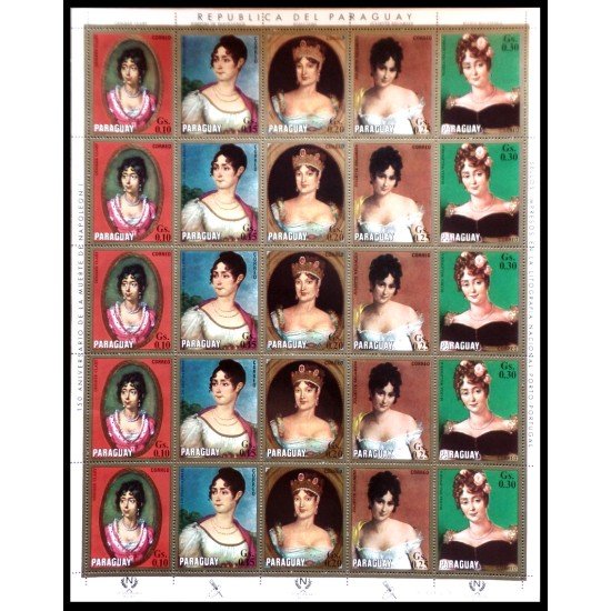 Paraguay 1171/74 1971 Minihojita Napoleón y mujeres Retratos MNH Paraguay 1171/74 1971 Minihojita Napoleón y mujeres Retratos MNH