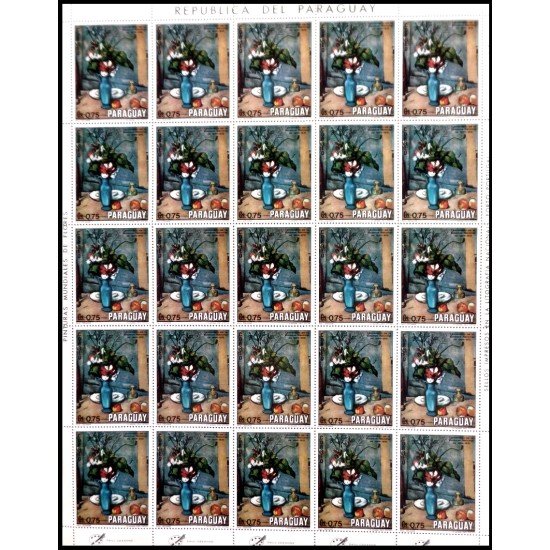 Paraguay 1095 1970  Minihojita Pintura de flores flowers MNH
