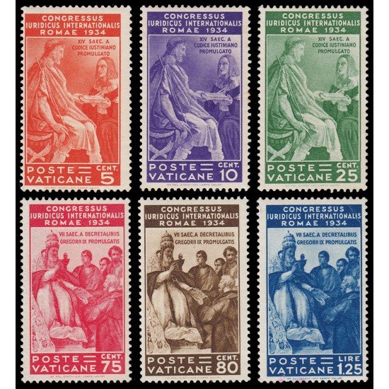 Vaticano 66/71 1935 Congreso jurídico Roma  Gregorio IX MNH