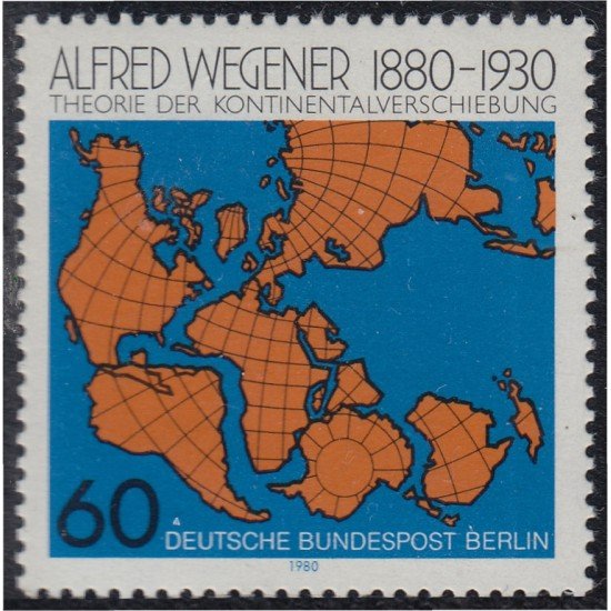 Alemania Berlín 577 1980 Centenario del nacimiento de Alfred Wegener Geofísico MNH 