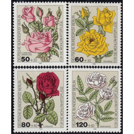 Alemania Berlín 641/44 1982 Rosas Flores Flowers MNH Alemania Berlín 641/44 1982 Rosas Flores Flowers MNH