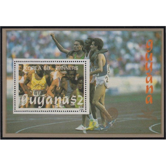 Guyana HB 67 1991 Preludio juegos olímpicos de Barcelona Medallas de oro juegos precedentes MNH