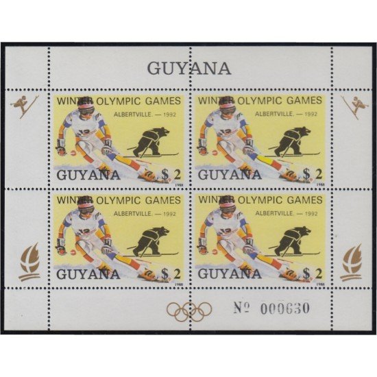 Guyana 2050FA 1988 Minihojita Juegos Olímpicos de Albertville MNH Guyana 2050FA 1988 Minihojita Juegos Olímpicos de Albertville MNH