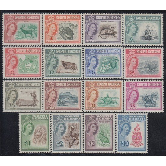 Borneo del Norte 315/30 1961 Elizabeth II Animales MNH