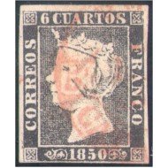 España Spain 1 1850 Isabel II Usado Matasello rojo