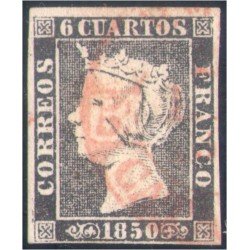 España Spain 1 1850 Isabel II Usado Matasello rojo España Spain 1 1850 Isabel II Usado Matasello rojo