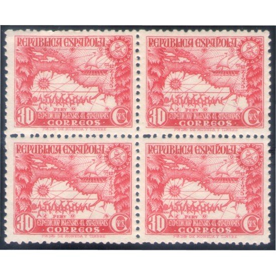 España Spain 694 Bl. 4 1935 Expedición Amazonas Mapas Barco MNH