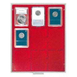 Lindner 2219 Bandeja 63 x 85 mm con 9 compartimentos rectangulares cápsulas para monedas US originales Lindner 2219 Bandeja 63 x 85 mm con 9 compartimentos rectangulares cápsulas para monedas US originales