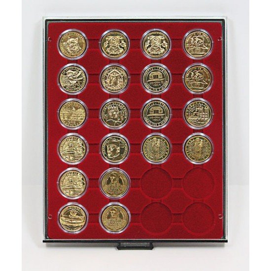 Lindner 2624 Bandeja 41 mm para monedas con 24 huecos redondos en cápsulas