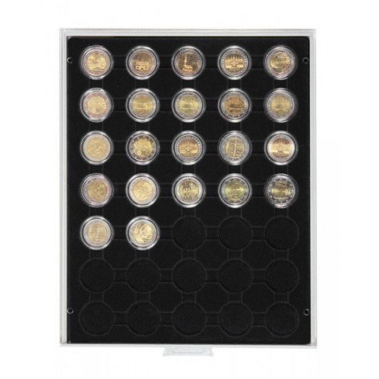 Lindner 2530C Bandeja 32 mm para monedas con 35 huecos redondos en cápsulas 