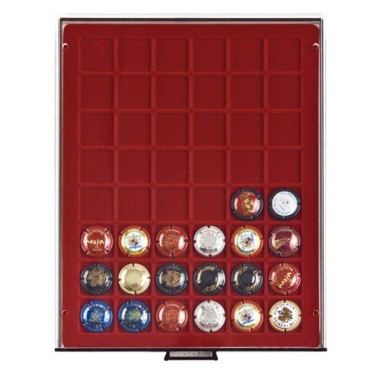 Lindner 2748F Bandeja 30 mm para monedas con 48 compartimentos cuadrados