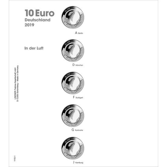 Lindner 1110-1 hojas pre-impresas para monedas de colección de 10 euros Lindner 1110-1 hojas pre-impresas para monedas de colección de 10 euros