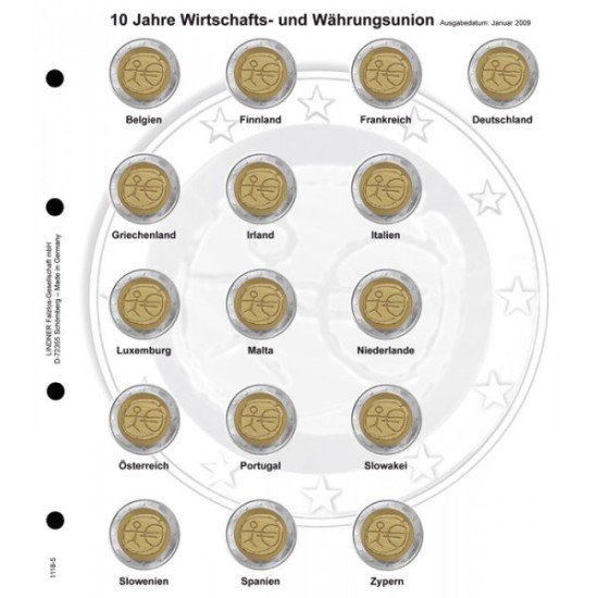 Lindner 1118-5 Hojas individuales para monedas conmemorativas de 2 Euros Lindner 1118-5 Hojas individuales para monedas conmemorativas de 2 Euros