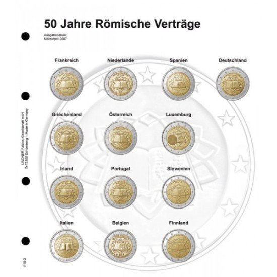 Lindner 1118-3 Hojas individuales para monedas conmemorativas de 2 Euros Lindner 1118-3 Hojas individuales para monedas conmemorativas de 2 Euros