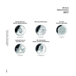Lindner 1520-17 Hojas individuales para álbum pre-impreso para monedas conmemorativas de 20 Euros de Alemania Lindner 1520-17 Hojas individuales para álbum pre-impreso para monedas conmemorativas de 20 Euros de Alemania
