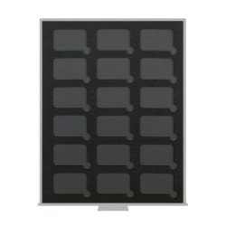 Lindner S2533-4 Bandejas para monedas Black Samt para cápsulas rectangulares Lindner S2533-4 Bandejas para monedas Black Samt para cápsulas rectangulares