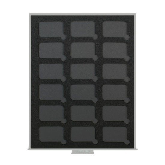 Lindner S2533-4 Bandejas para monedas Black Samt para cápsulas rectangulares