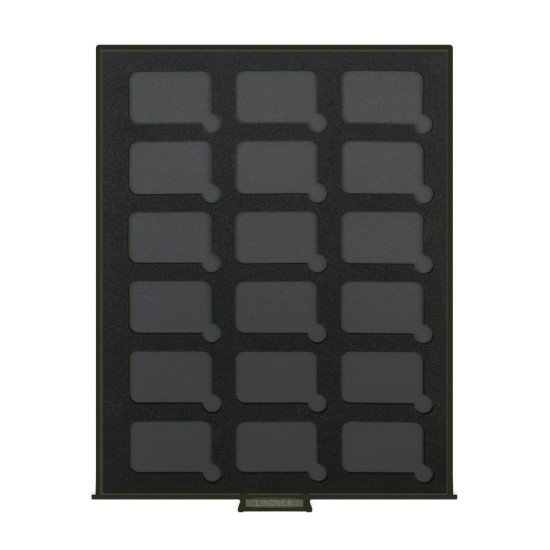 Lindner S2933-4 Bandejas para monedas Black Samt para cápsulas rectangulares
