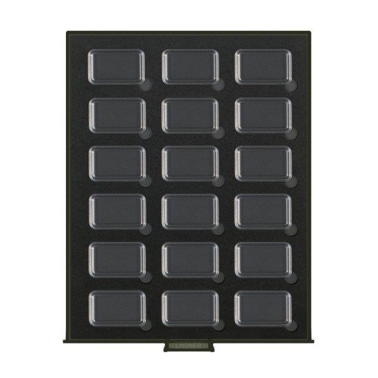 Lindner S2933-4K Bandejas para monedas Black Samt para cápsulas rectangulares